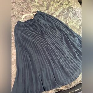 Dusty Blue pleated LOFT midi skirt.